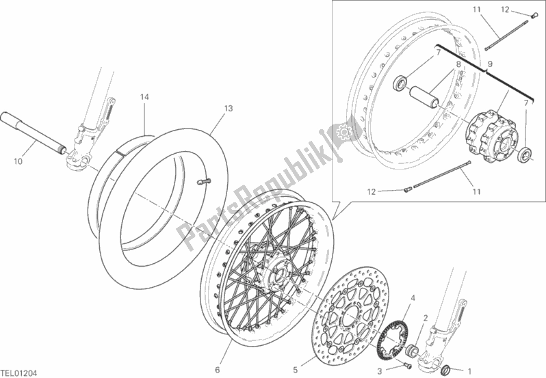 Alle onderdelen voor de Voorwiel van de Ducati Scrambler Cafe Racer USA 803 2020